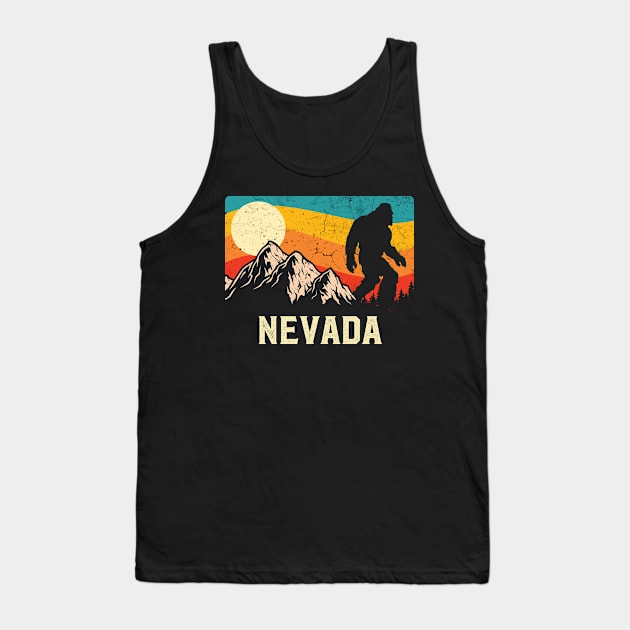 Nevada Bigfoot Sasquatch Mountains Retro Hiking Tank Top by TheBeardComic